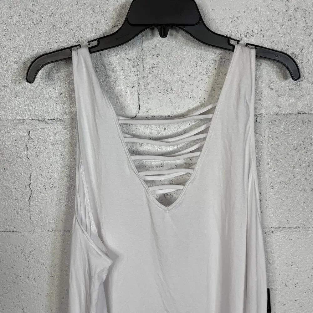 Salt + Cove JRs Strappy Plus Size Tank Dress Swim Cover-Up White 2X